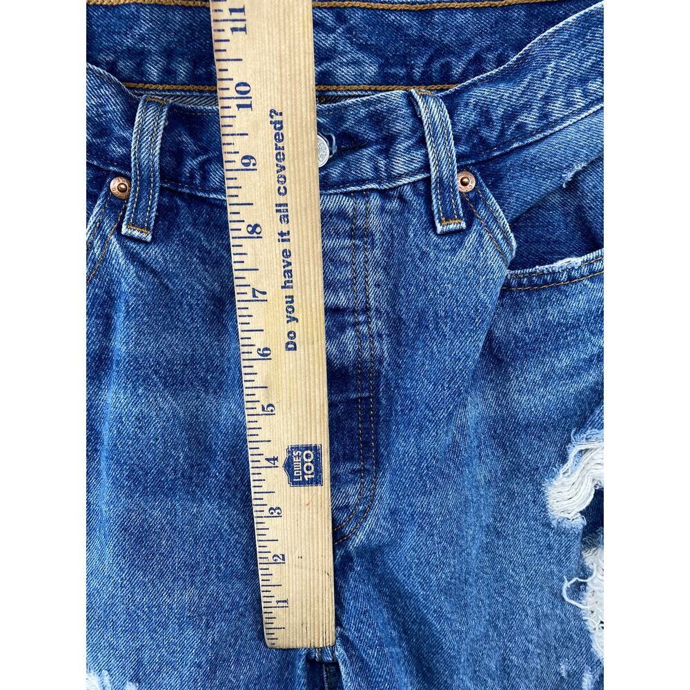 Vintage Levi’s 501 Jeans W28 L26 Distressed Button Fly Cropped Blue - Picture 10 of 11